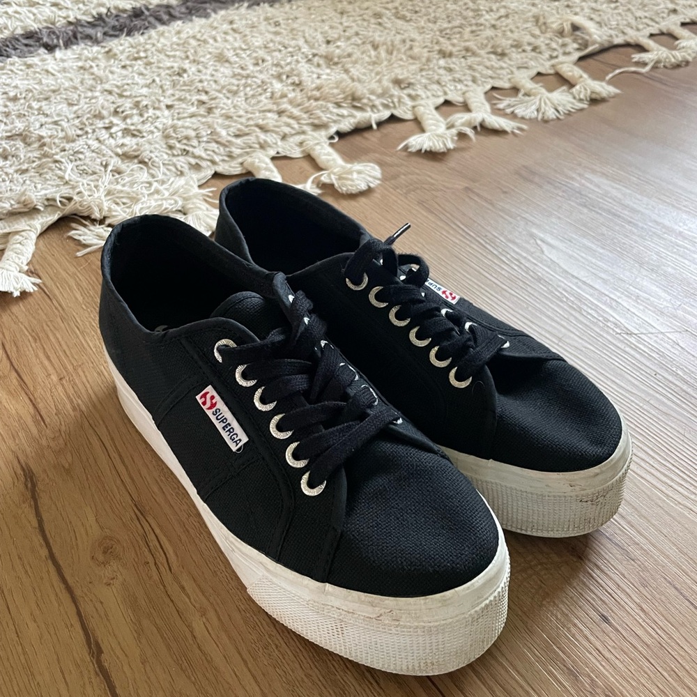 Superga Women's Black Platform Sneakers